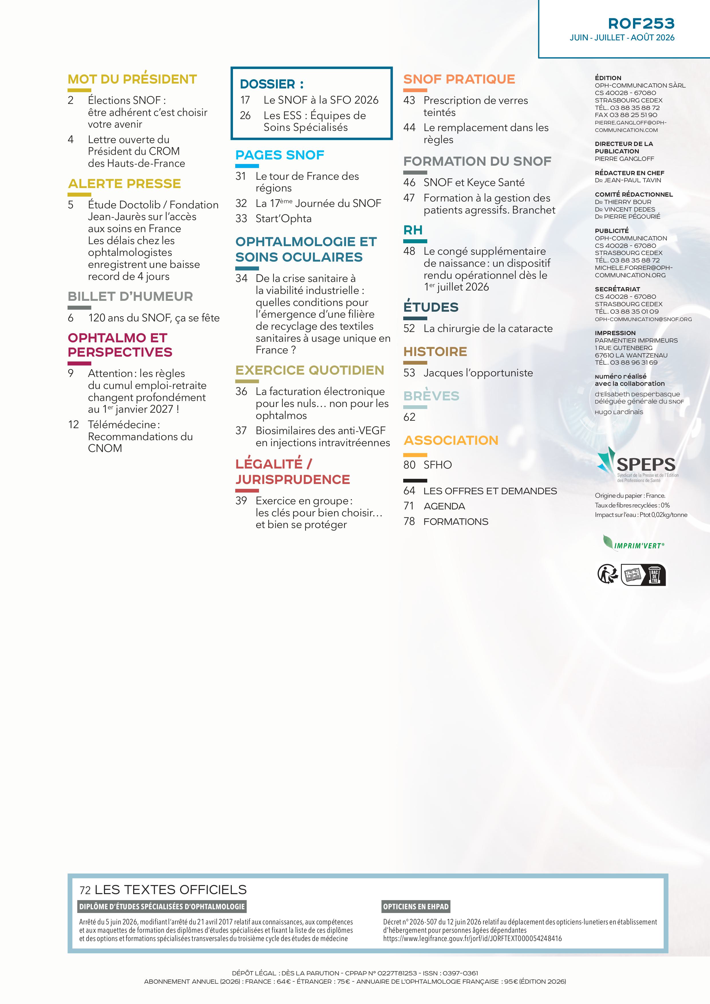 La Revue de l'Ophtalmologie Française n° 253