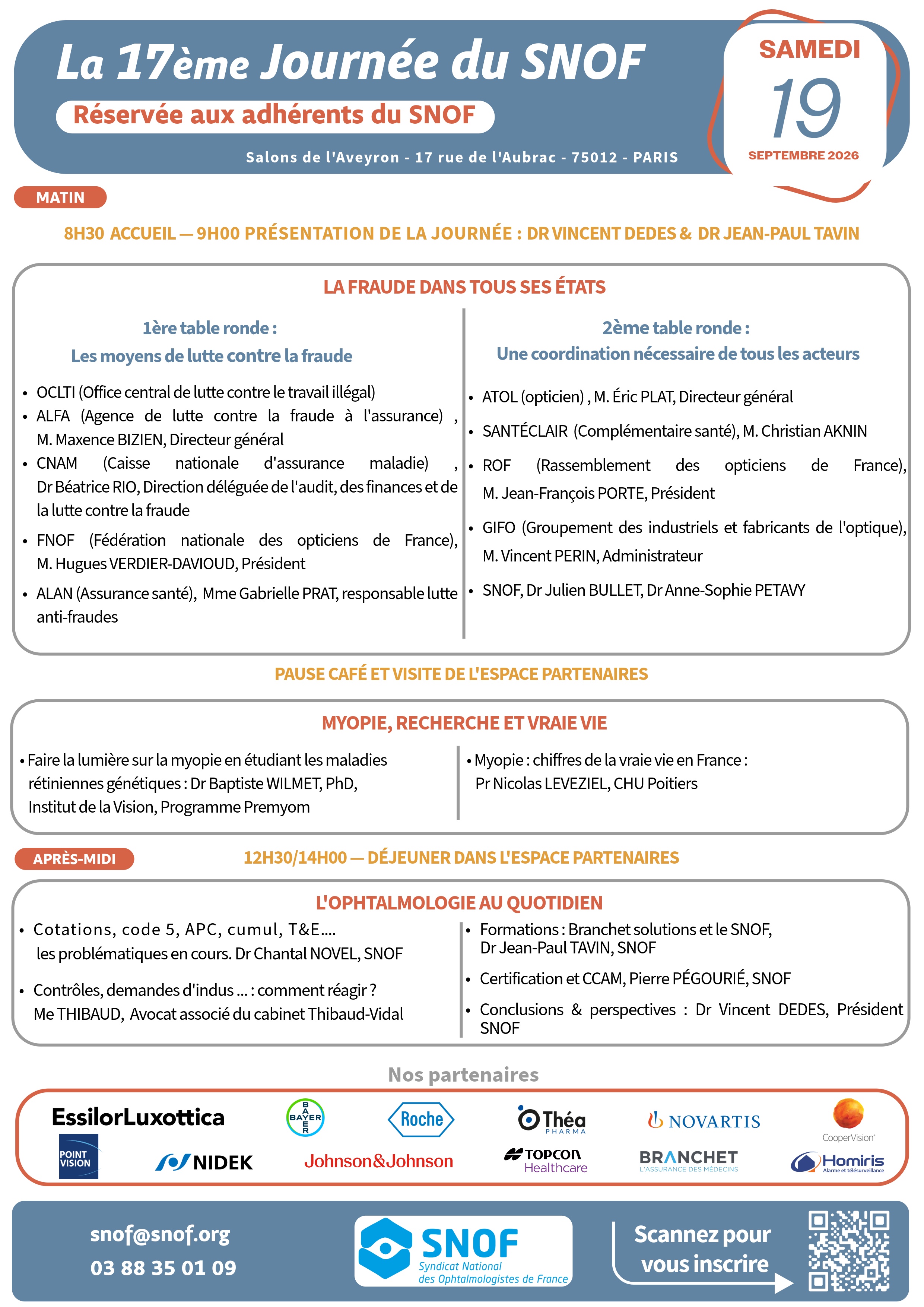 17ème Journée du SNOF 19 septembre 2026
