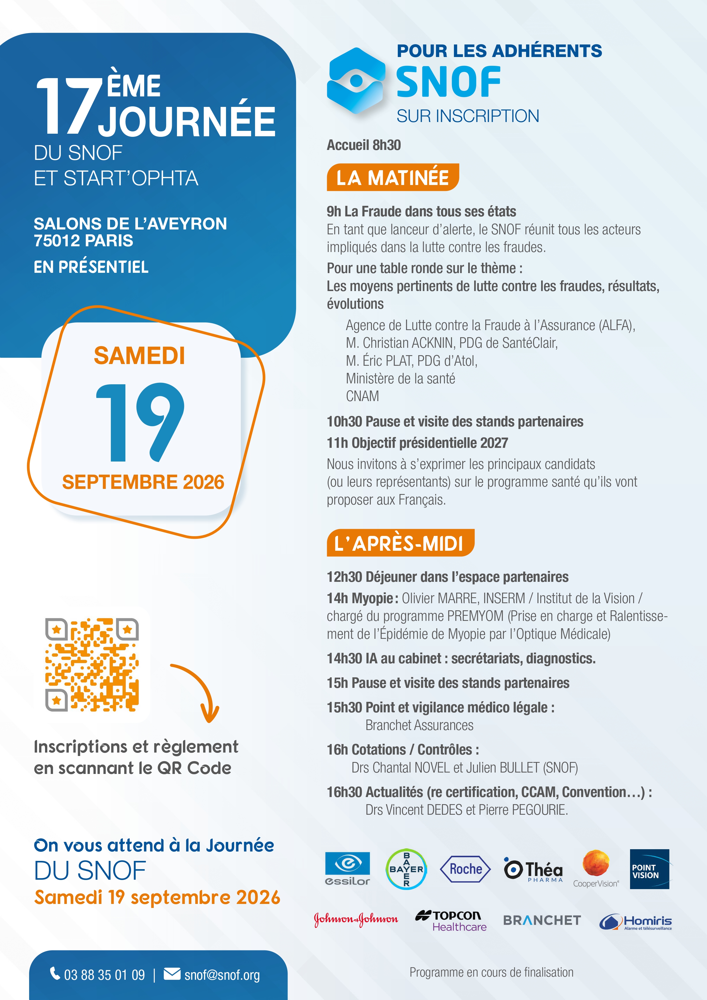 17ème Journée du SNOF 19 septembre 2026